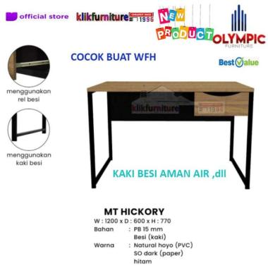 Meja Tulis Meja Kantor Kaki Besi MTS HICKORY Olympic MEJA COKLAT HITAM