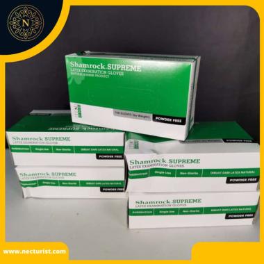 SHAMROCK - Handscoon Sarung Tangan Latex isi 100 PCS - SARUNG TANGAN MEDIS FREE POWDER - UK S