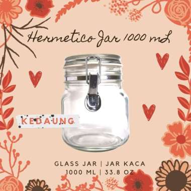 HERMETICO JAR 1000 mL (1 Liter) | Toples Kaca Tutup Kait | Jar Cantik