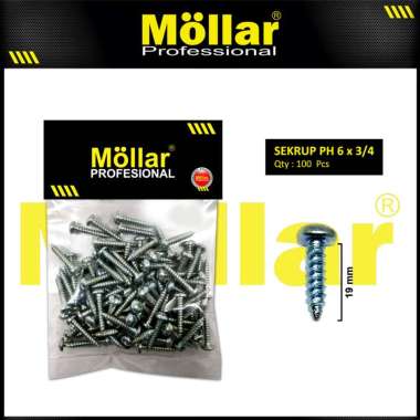 MOLLAR 93-023 Skrup PH 6 x 3/4 Baut Sekrup Tapping Screw - 100 pcs