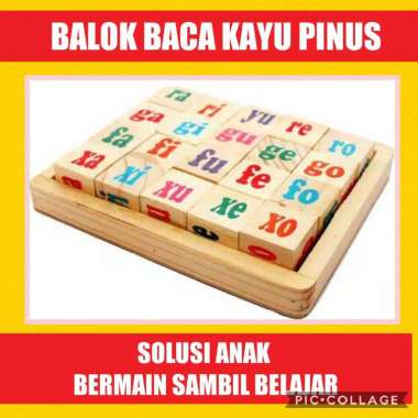 MAINAN EDUKASI ANAK - BALOK BACA KAYU PINUS - MAINAN ANAK PEREMPUAN - ANAK LAKI - MAINAN BAYI - MAIN