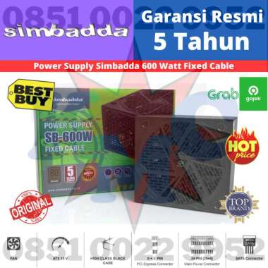 POWER SUPPLY SIMBADDA 600WATT FIX CABLE - PSU SIMBADDA GAMING