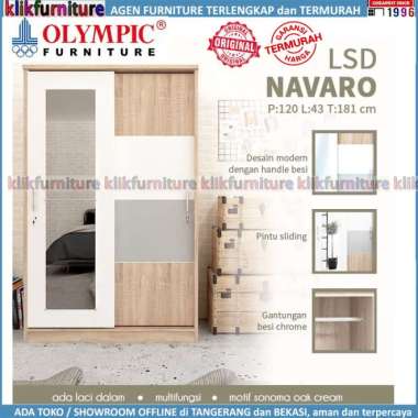 Lemari Pakaian 2 Pintu Sliding Cermin LSD NAVARO Olympic