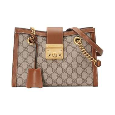 Gucci Padlock Small GG Shoulder Bag Beige Ebony Brown Ghw