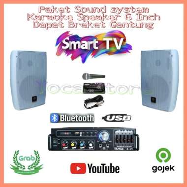 Paket Sound System Karaoke Speaker 6 Inch Connect Amplifier Bluetooth Smart Tv