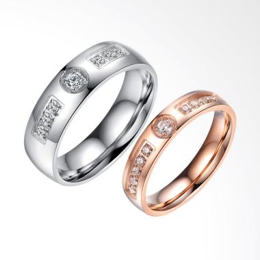 CDHJewelry CC065 Titanium Anti Karat Cincin Couple [Female 7 & Male 8]