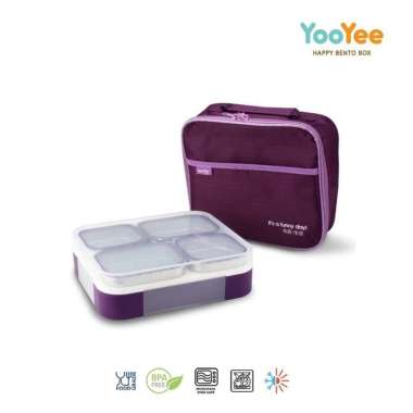 Yooyee Kotak Makan Stainless Steel 4 Sekat Purple