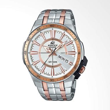 CASIO Edifice Bahan Tali Stainless Steel Ion Plated Band Jam Tangan Pria - Silver Rose Gold EFR 106S