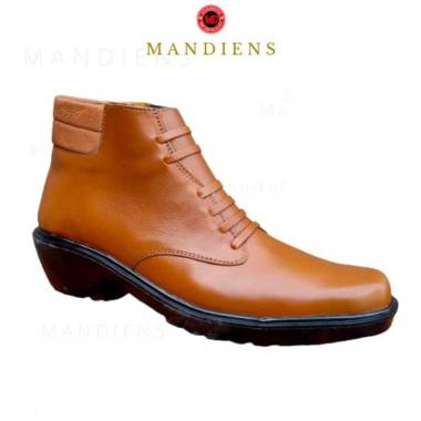 Mandiens K186 - Sepatu Kulit Asli Medali Sol Tebal Jenggel Koboi - Sepatu Pdh Boots Kulit Asli Orig