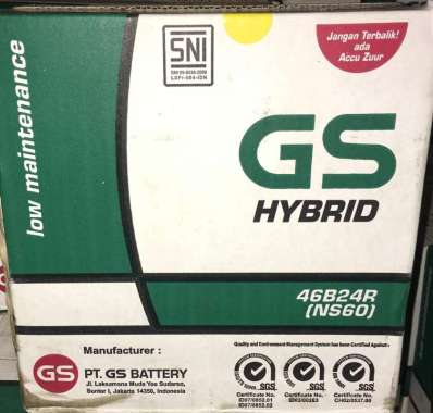Aki Mobil GS ASTRA type GS HYBRID 46B24R NS60 12V 45AH -12310