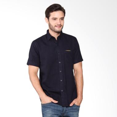 HEMMEH Kemeja Lengan Pendek Pria - Navy