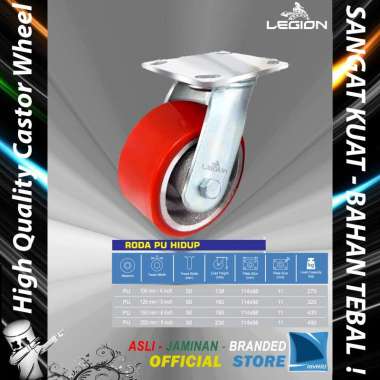 Roda Lori 5" inch - 125 mm Bahan PU Multi Arah Besi Caster Troli - Trolley SWIVEL Castor Wheel LEGIO