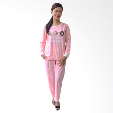Aily 638 Setelan Baju Tidur Wanita Lengan Panjang - Pink