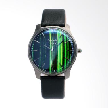 Alexandre Christie Strap Kulit Jam Tangan Pria - Black hijau 8532