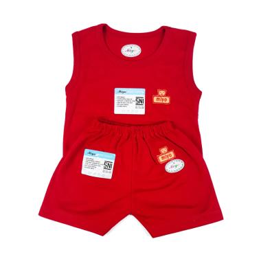 Miyo Oblong Kutung Dan Celana Pendek Set Pakaian Anak - Merah