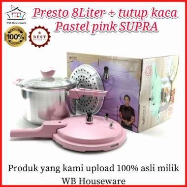 panci presto 8Liter SUPRA - pressure cooker - pengukus - kukusan - dengan tutup kaca