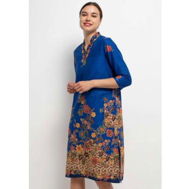 Dress Loose Tube Favor V-Dbl CH+Lining Blue S