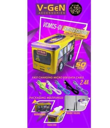 KABEL DATA MICRO USB VGEN FAST CHARGING 2.4A VGEN 1M USB DATA CABLE Putih