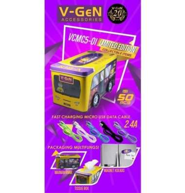 KABEL DATA MICRO USB VGEN FAST CHARGING 2.4A VGEN 1M USB DATA CABLE Hitam