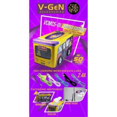 KABEL DATA MICRO USB VGEN FAST CHARGING 2.4A VGEN 1M USB DATA CABLE Biru