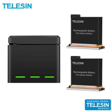 Jual TELESIN - CHARGER BATTERY 3 SLOT STORAGE BOX WITH 2 PACK BATERAI FOR  DJI OSMO ACTION CAMERA - BLACK di Seller INDO DIGITAL NUSANTARA - Kota  Jakarta Utara, DKI Jakarta | Blibli