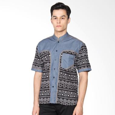 Jogja Batik Hem Koko Denim D Kombinasi Batik Kemeja Pria