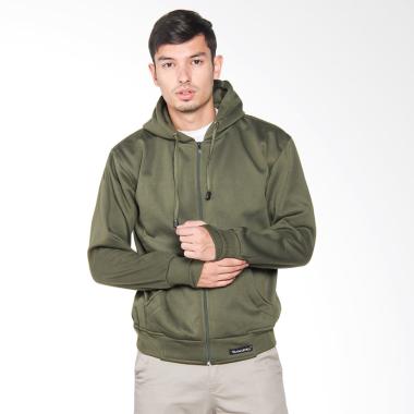 VM Jaket with Hoodie Zipper Jacket Pria - Green Army