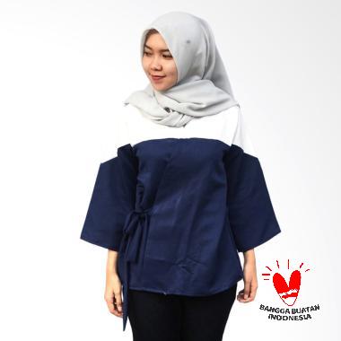 Shellssstore.id Oasis Top Blouse Muslim Wanita - Navy