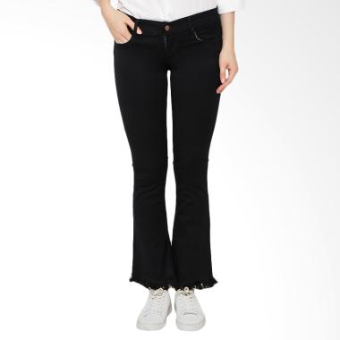 Nuber Rose Ladies Mid Bell Tassel Stretch Celana Jeans Wanita - Black