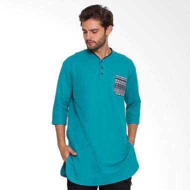 Zayidan Gamis Songket Kaos Muslim Pria - Green Tosca