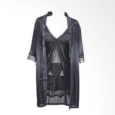 Deoclaus HRS For Bridal Shower Kimo ... ie Set Baju Tidur - Black