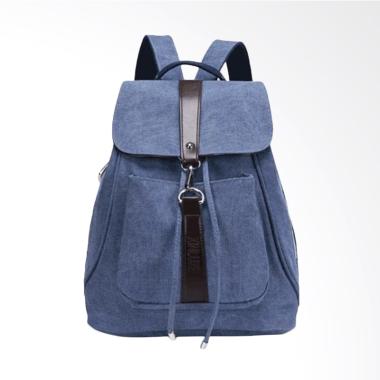 Martinversa TRW5 Backpack Kanvas Tas Impor Ransel Wanita - Dark Blue