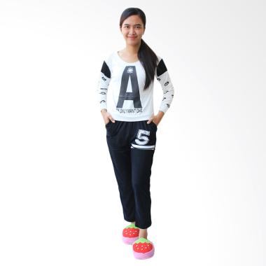 Aily Setelan Baju Tidur Wanita Lengan Panjang - 398 Putih