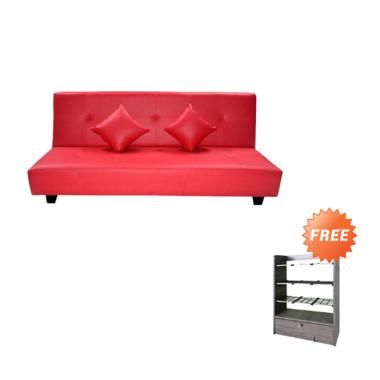 Creova Mario Sofa Bed - Merah + Free Rak Sepatu