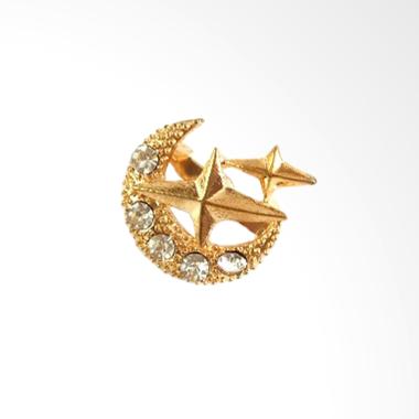 Houseofcuff Golden Moon Star Bar Lapel Pin Bros Aksesories Pria - Gold Gold