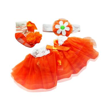 Zara Baby Rok Tutu Headband Flower ... Set Pakaian Anak - Orange