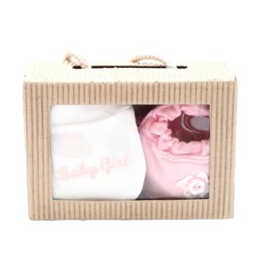Cribcot Booties Rib Baby Pink Broke ... White Baby Pink Gift Set