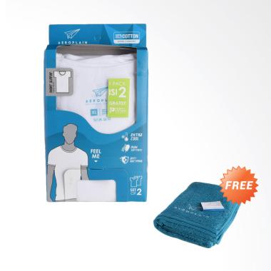 Aeroplain Short Sleeve Crew Neck Kaos Dalam Pria + Free Terry Palmer Handuk