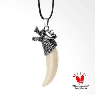 Arrazi Craft Liontin Taring Naga Unik Kalung Pria - Silver Metalic