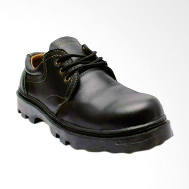 Handmade Kulit Sepatu Safety Boot - Hitam