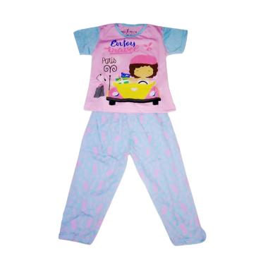 Nayshop Motif Girlie Baju Tidur Anak Perempuan - Blue Pink