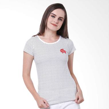 Osella Ladies Full Print Polkadot Girl Gang Woman T-Shirt - White