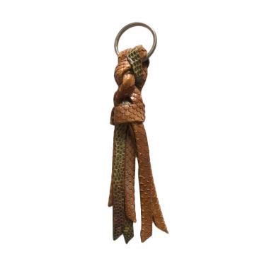 Victoire Chic Anyaman 11 Kulit Ular Asli Gantungan Kunci - Brown Grey
