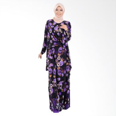 Jfashion Nabilah Corak Bunga Long D ... ngan Panjang Gamis - Ungu