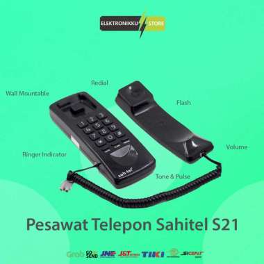 Telepon Kabel Sahitel S21 Single Line - Telepon Kabel Rumah Kantor - Black Black