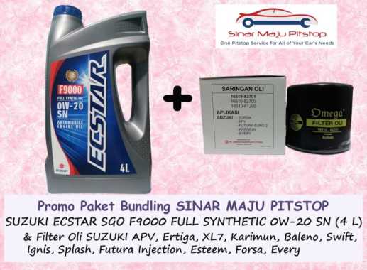 Paket Bundling Oli SGO SUZUKI GENUINE OIL ECSTAR 0W-20 API SN Original 4 Liter & Filter Oli Mobil SU