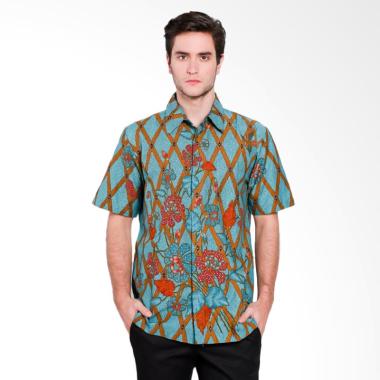 Danar Hadi Men Motif Boket Limaran Batik Kemeja Pendek Pria - Green