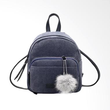 Women Mini Pompom Tas Ransel - Dark Grey
