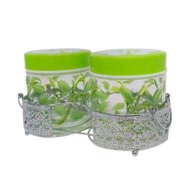Kim Glass Canister Set Toples with Rack Stainless