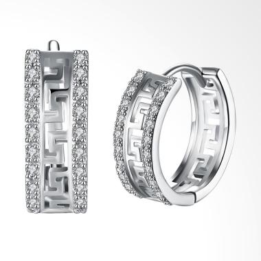 SOXY KZCE100-C Great Wall Diamond Stud Earrings Women's - White Gold